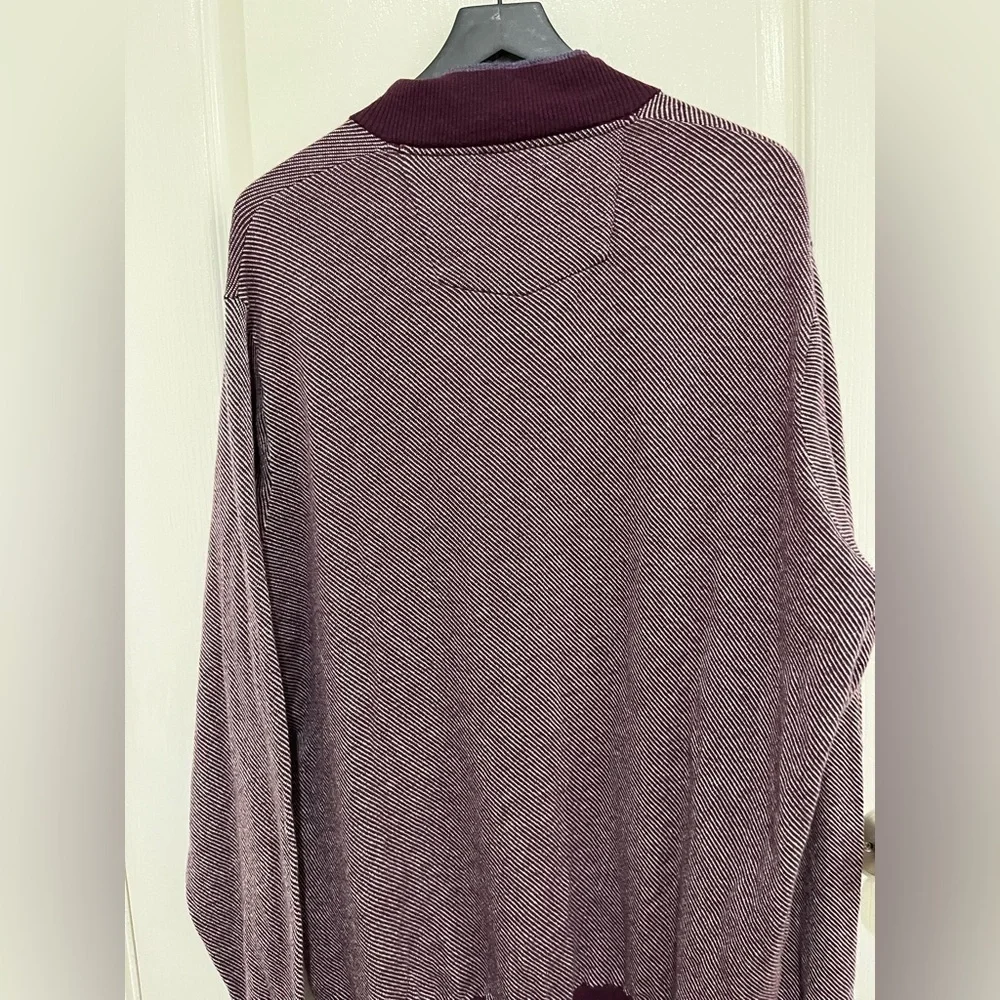Robert Graham Rhett Burgundy 1/4 Zip Merino Cotton Blend Sweater size 3XL